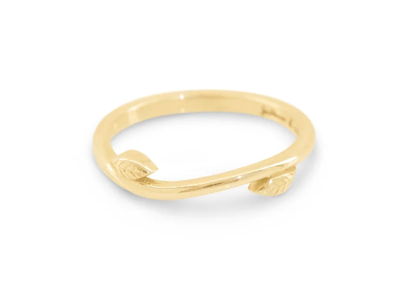 Simple Elvish Vine Wedding Band, Yellow Gold