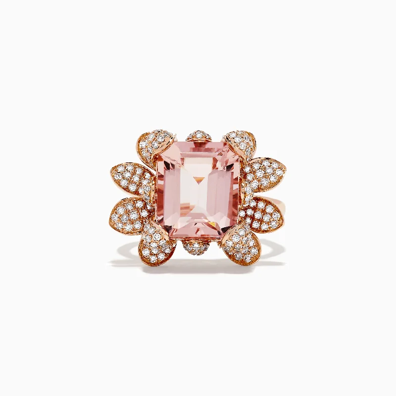 14K Rose Gold Morganite and Diamond Ring, 6.69 TCW