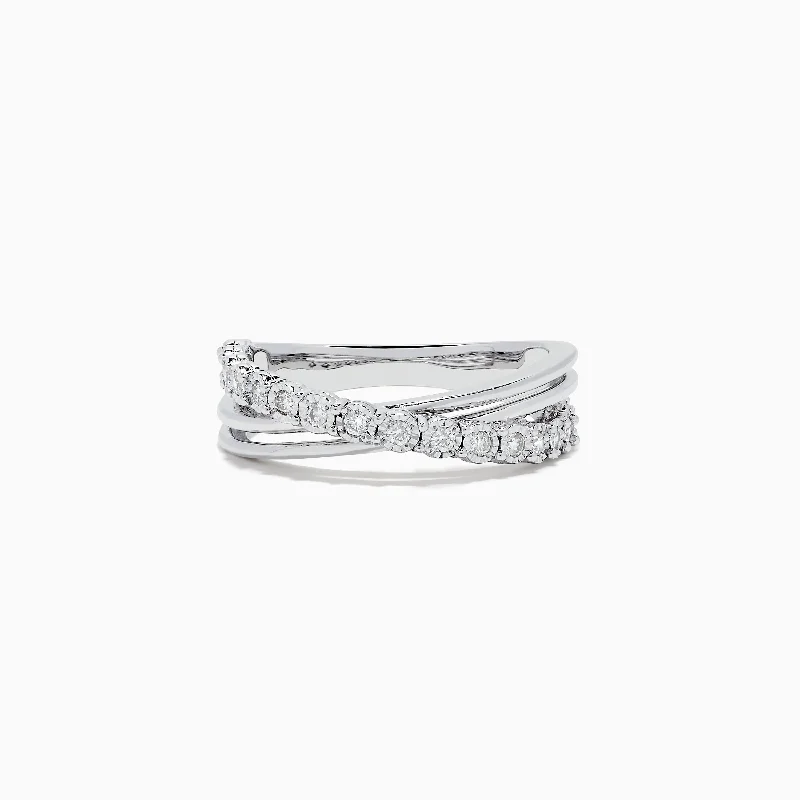 925 Sterling Silver Diamond Crossover Ring, 0.23 TCW