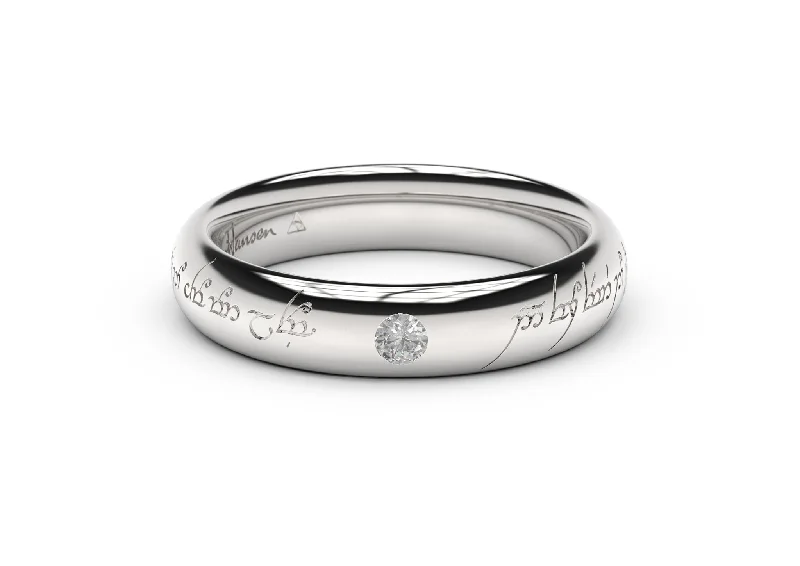 Sleek Elvish Engagement Ring, White Gold & Platinum