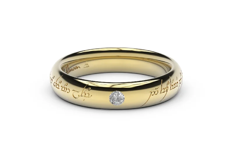 Sleek Elvish Engagement Ring, Yellow Gold