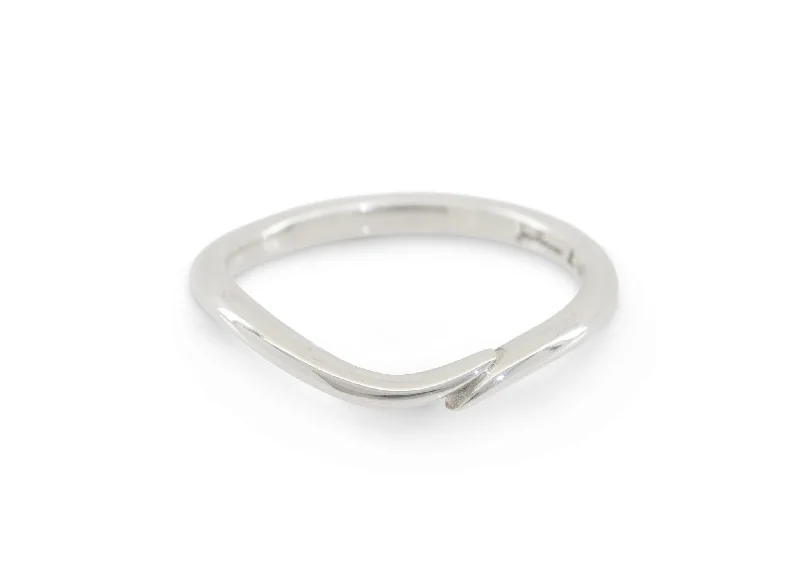 Simple Elvish Wedding Band, White Gold & Platinum