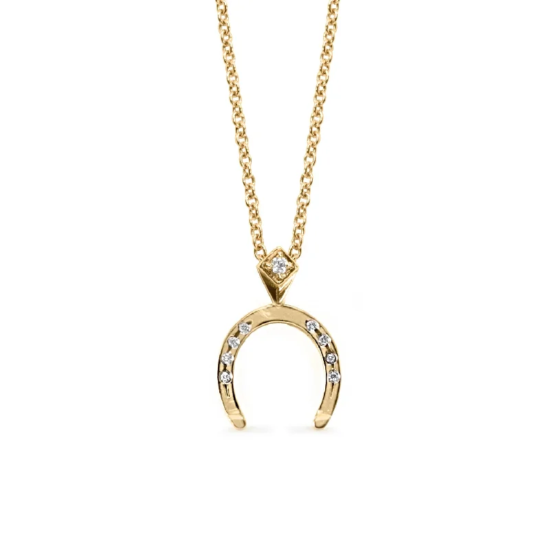 Horseshoe Gold Necklace White Diamond