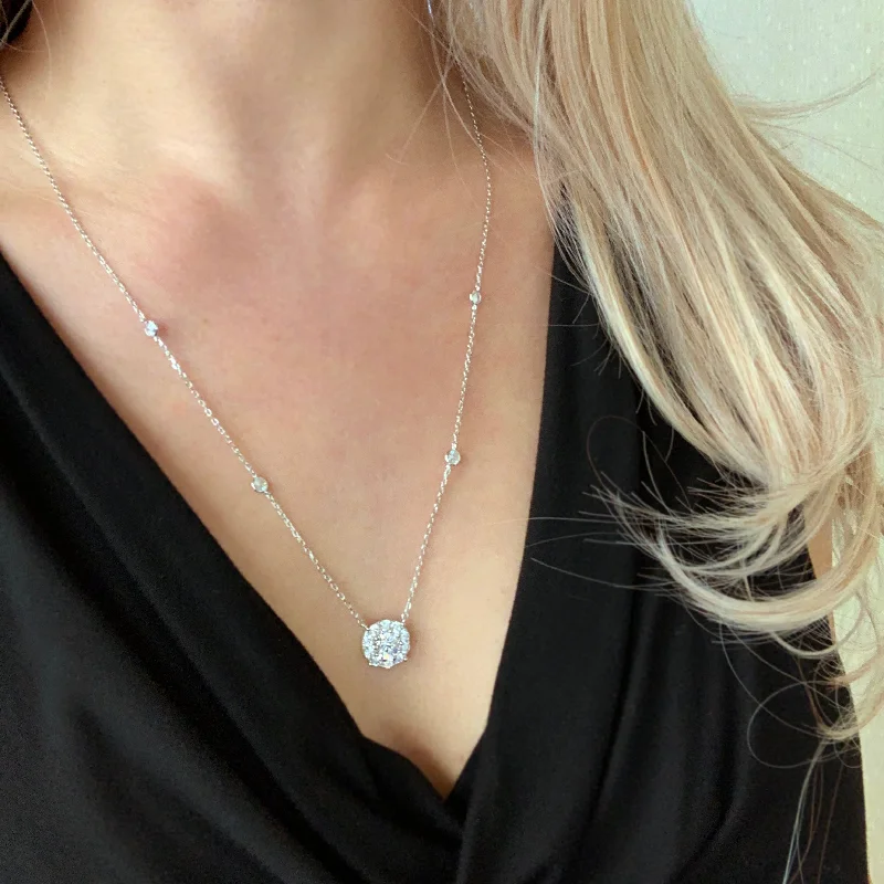 2 ctw Round Halo Necklace - 50% Final Sale