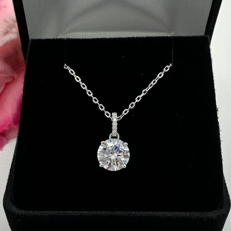 3 ctw Accented Round Solitaire Necklace - 30% Final Sale