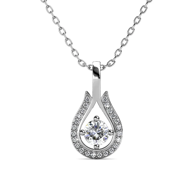 Bernadette 18k White Gold Plated Teardrop Necklace with Swarovski Crystals