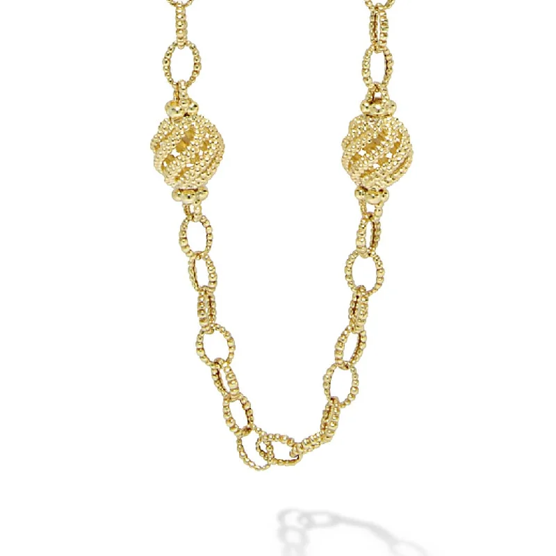 Caviar Gold 18K Gold Open Ball Link Necklace