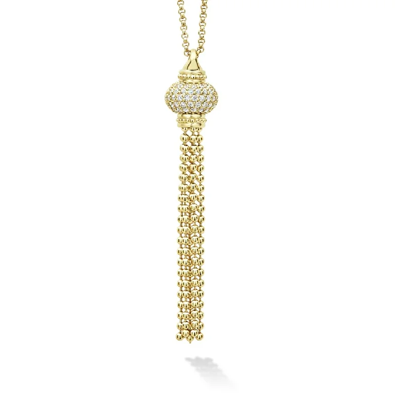 Caviar Gold Caviar Tassel Diamond Pendant Necklace