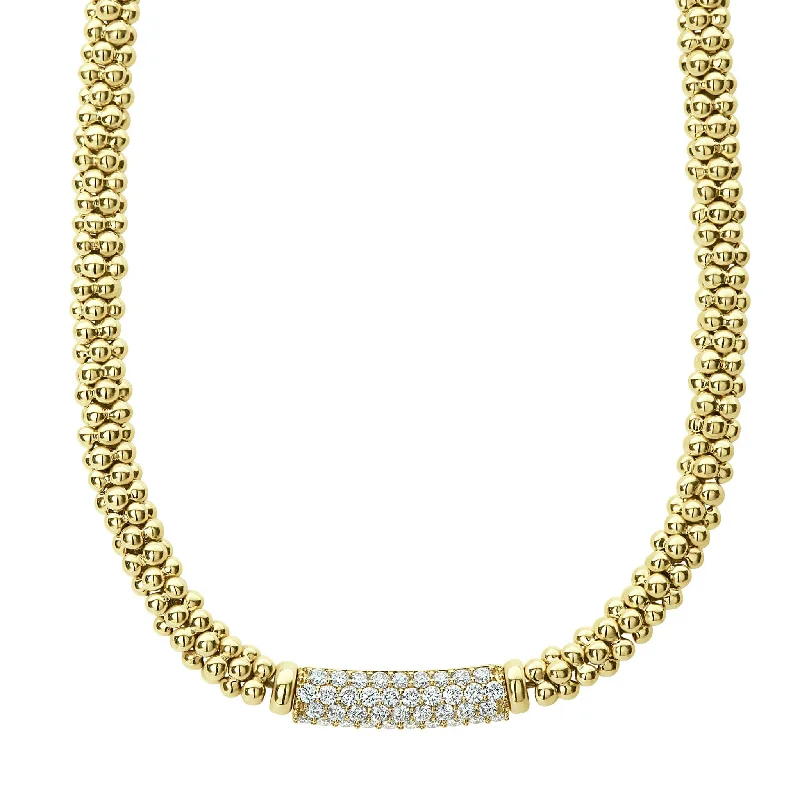 Caviar Gold Diamond Medium Station Caviar Necklace