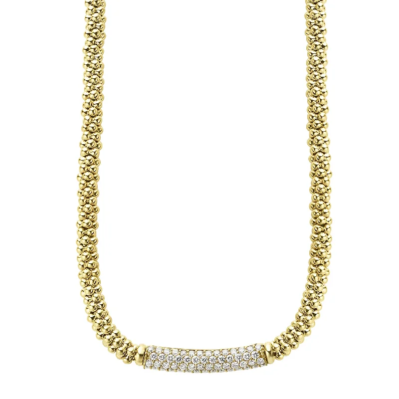 Caviar Gold Diamond Long Station Caviar Necklace