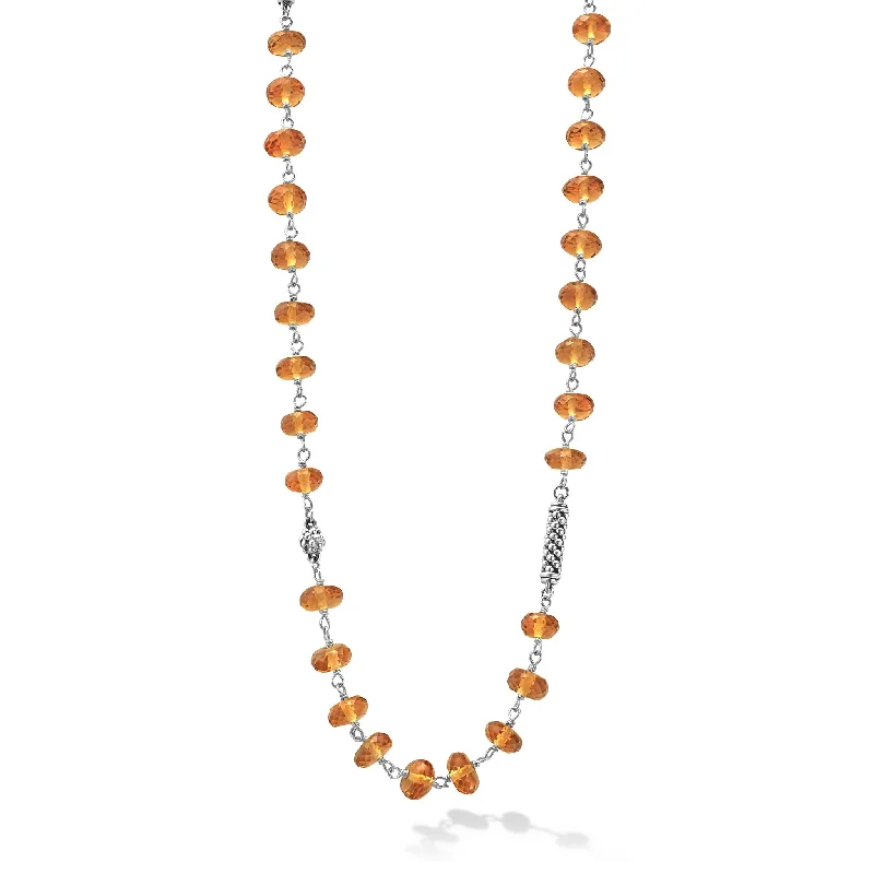 Caviar Icon Long Citrine Beaded Necklace