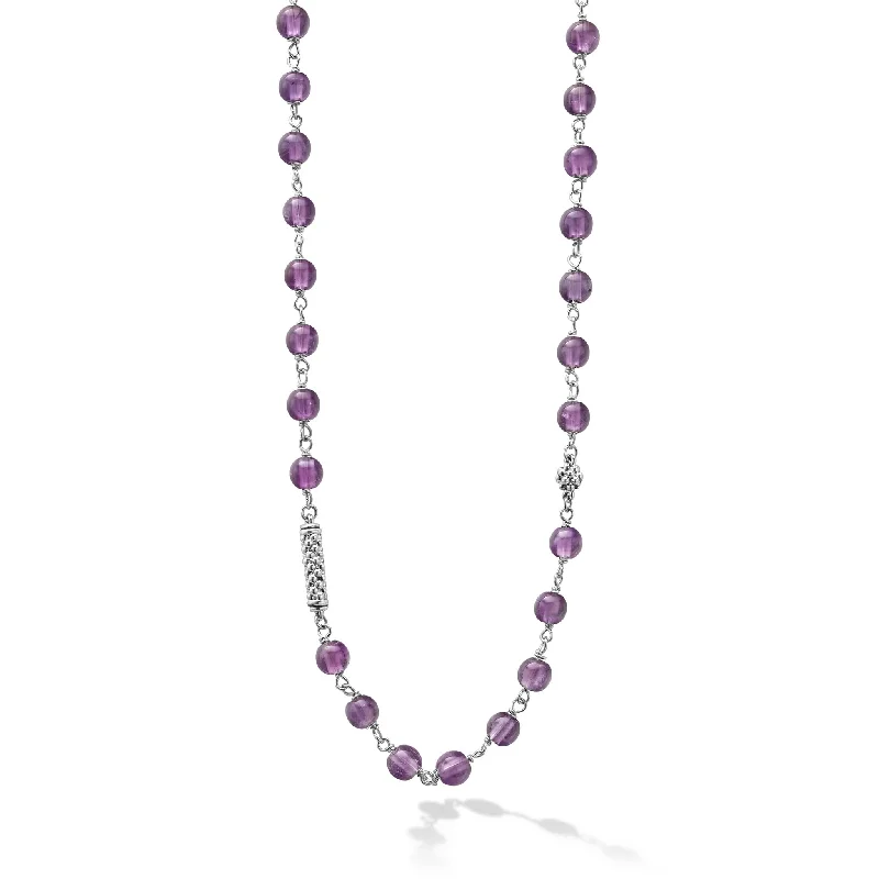 Caviar Icon Long Amethyst Beaded Necklace