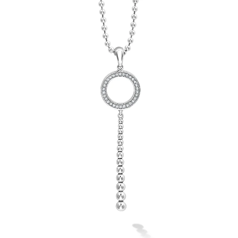 Caviar Spark Drop Circle Diamond Pendant Necklace