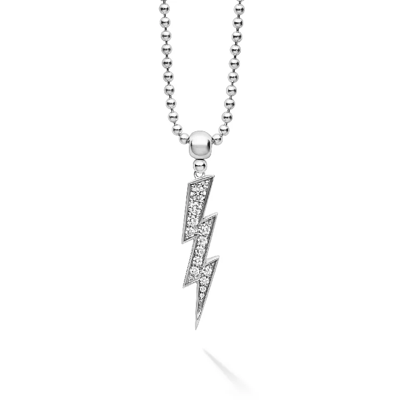 Caviar Spark Large Lightning Bolt Diamond Pendant Necklace