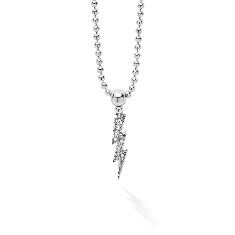 Caviar Spark Lightning Bolt Diamond Pendant Necklace