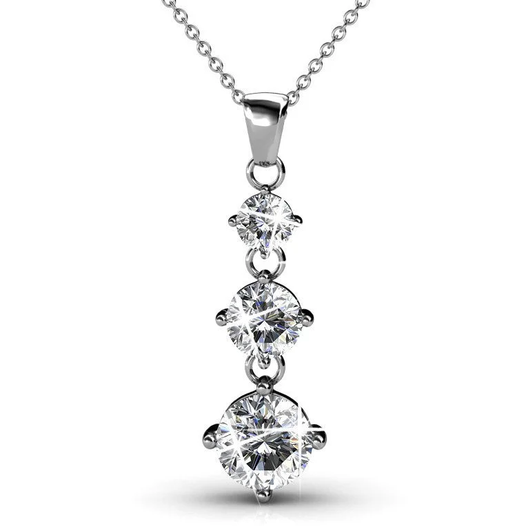 Delilah 18k White Gold Plated Drop Pendant Necklace with Swarovski Crystals