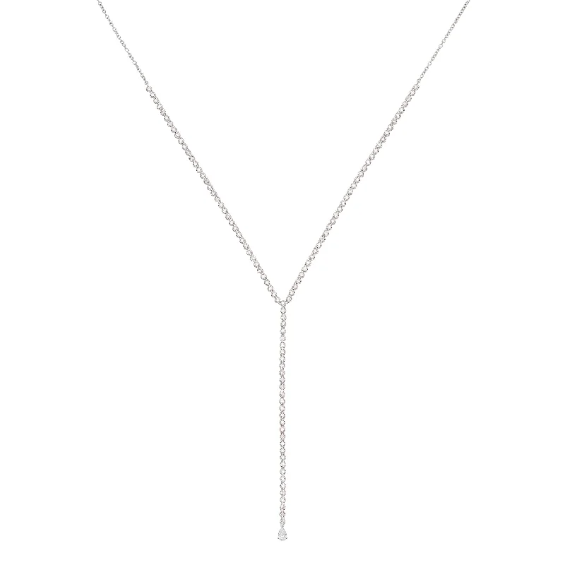 Diamond Lariat with Pear Shaped Diamond Detail