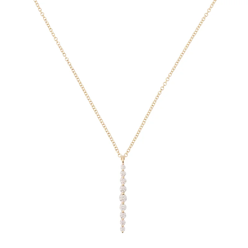 Floating Bezel Diamond Drip Necklace