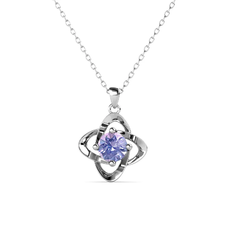 Infinity June Birthstone Diamond Necklace 18k White Gold Plated Silver Birthstone Necklace with Swarovski Crystal