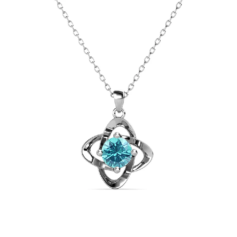 Infinity March Birthstone Diamond Necklace 18k White Gold Plated Silver Birthstone Necklace with Swarovski Crystal