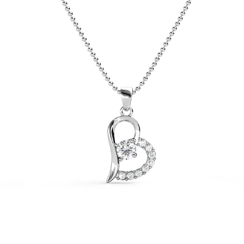 Laila 18k White Gold Pendant Necklace  with Swarovski Crystals