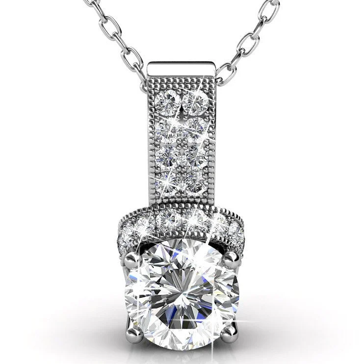 Laya 18k White Gold Plated Pendant Necklace with Swarovski  Crystal