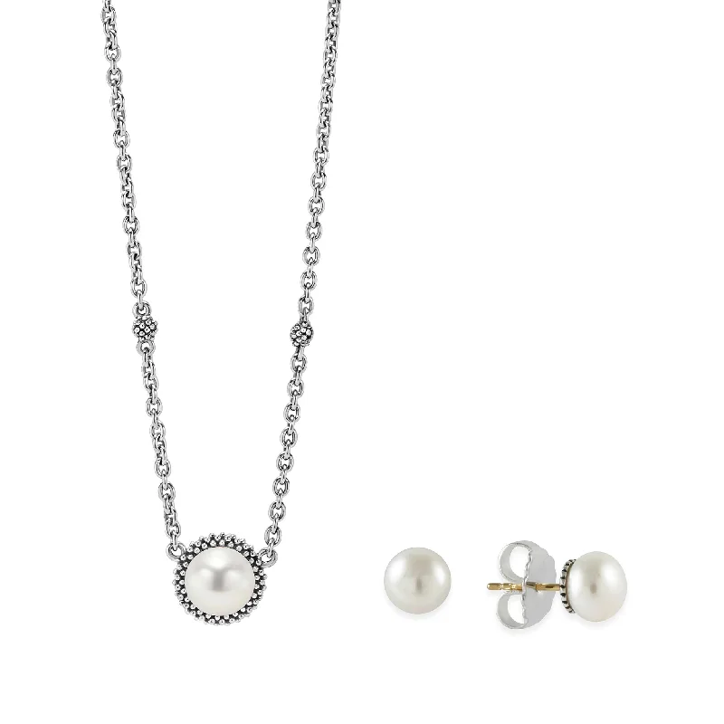 Luna Pearl Earrings and Necklace Gift Set