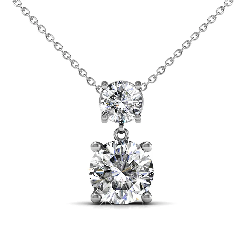 Marian  18k White Gold Plated Pendant Necklace with  Swarovski Crystal