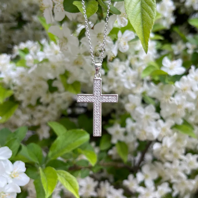 Micropave Large Cross Necklace