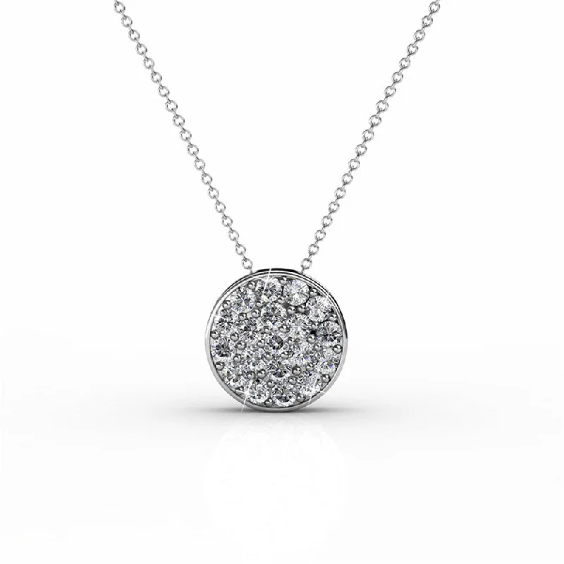 Nelly 18k White Gold Plated Pave Pendant Necklace with Swarovski Crystals