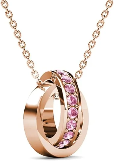 Rosie 18k Rose Gold Plated Pendant Necklace with Pink Swarovski Crystals