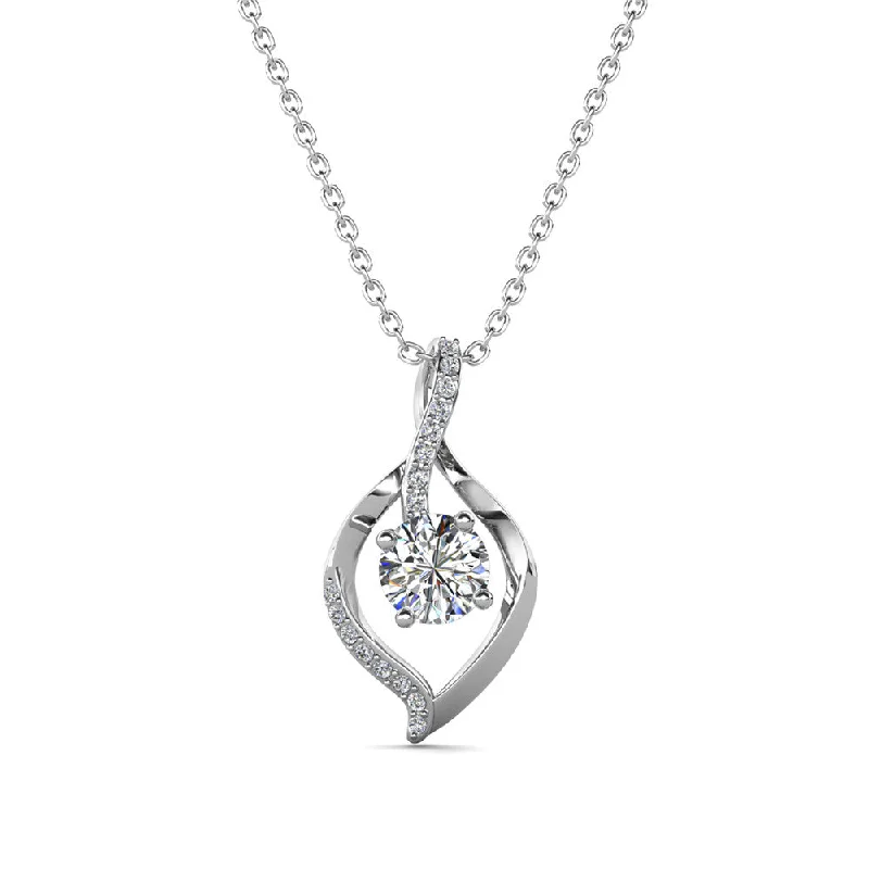 Sabrina 18k White Gold Plated Pendant Necklace with Swarovski Crystals