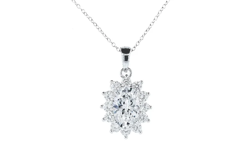 Sage 18k White Gold Plated Pendant Necklace with Simulated Diamond Crystals