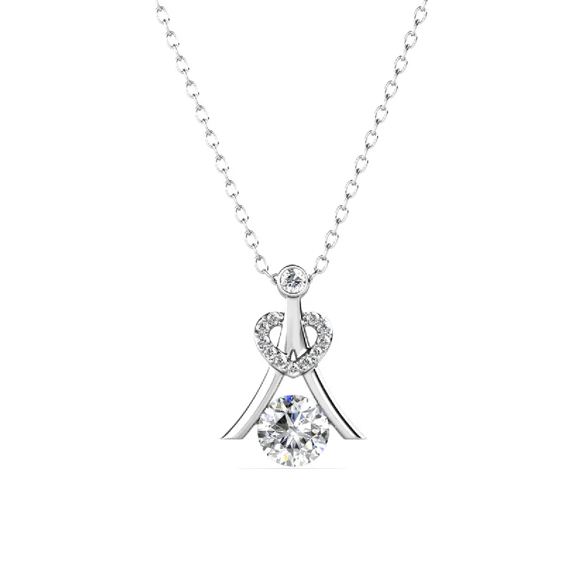 Serenity April Birthstone Diamond Necklace 18k White Gold Plated Silver Necklace with Round Cut Swarovski Crystals