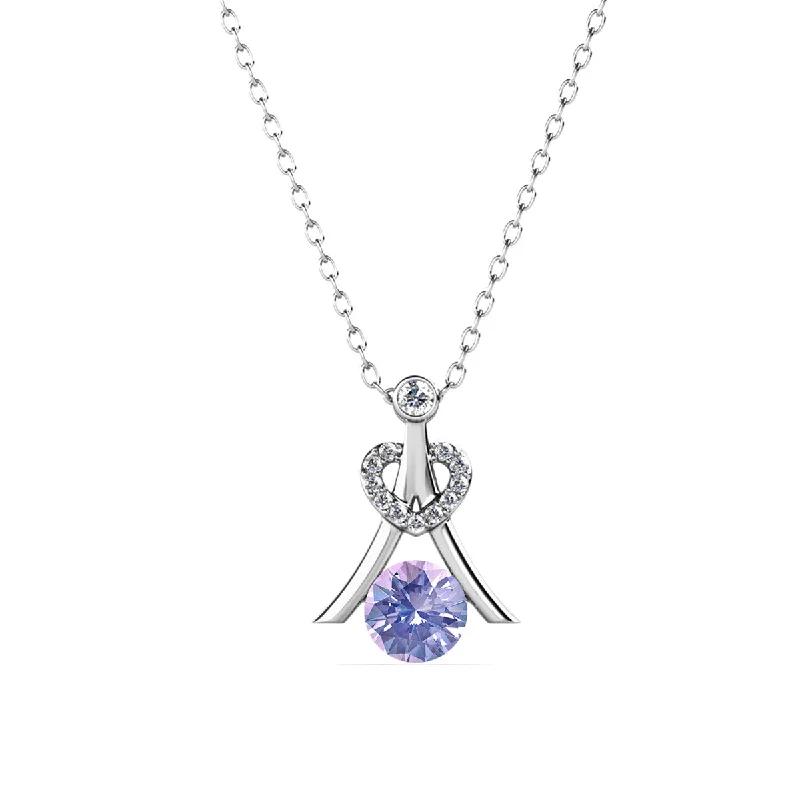 Serenity June Birthstone Alexandrite Necklace 18k White Gold Plated Silver Necklace with Round Cut Swarovski Crystals