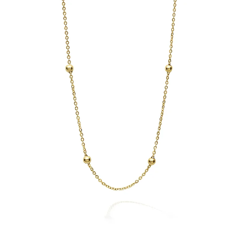 Caviar Gold 18K Gold Station Beaded Necklace