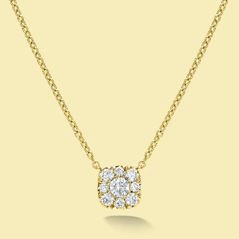 The Alia, Cluster Diamond Cushion Shaped Necklace