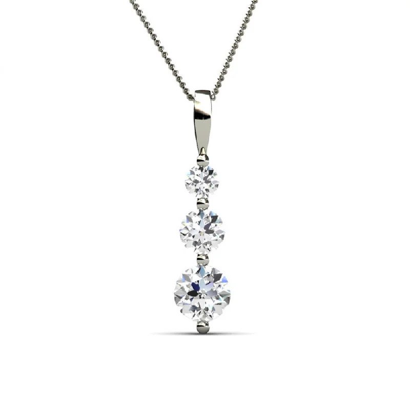 Willow 18K White Gold Plated 3 Stone Drop Pendant Necklace with Swarovski Crystals