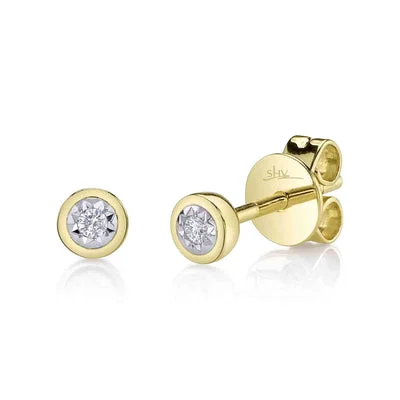 0.04CT DIAMOND BEZEL STELLA STUD EARRING