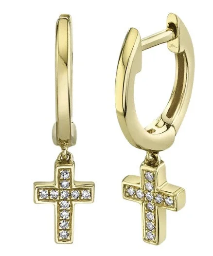 0.04CT DIAMOND CROSS HUGGIE EARRING