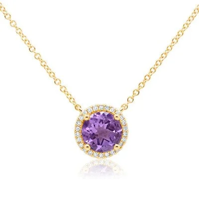 0.08CT DIAMOND & 1.10CT AMETHYST NECKLACE