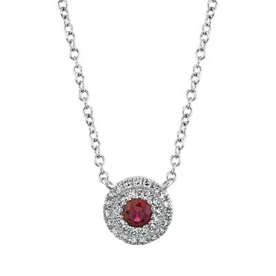 0.10CT DIAMOND & 0.14CT RUBY NECKLACE