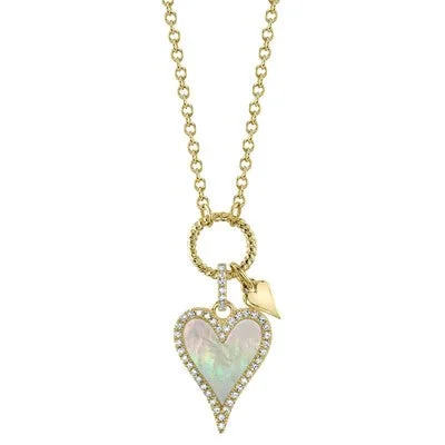 0.12CT DIAMOND & 0.63CT MOTHER OF PEARL HEART NECKLACE