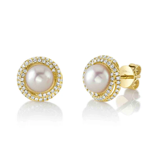 0.26CT DIAMOND & CULTURED PEARL STUD EARRING