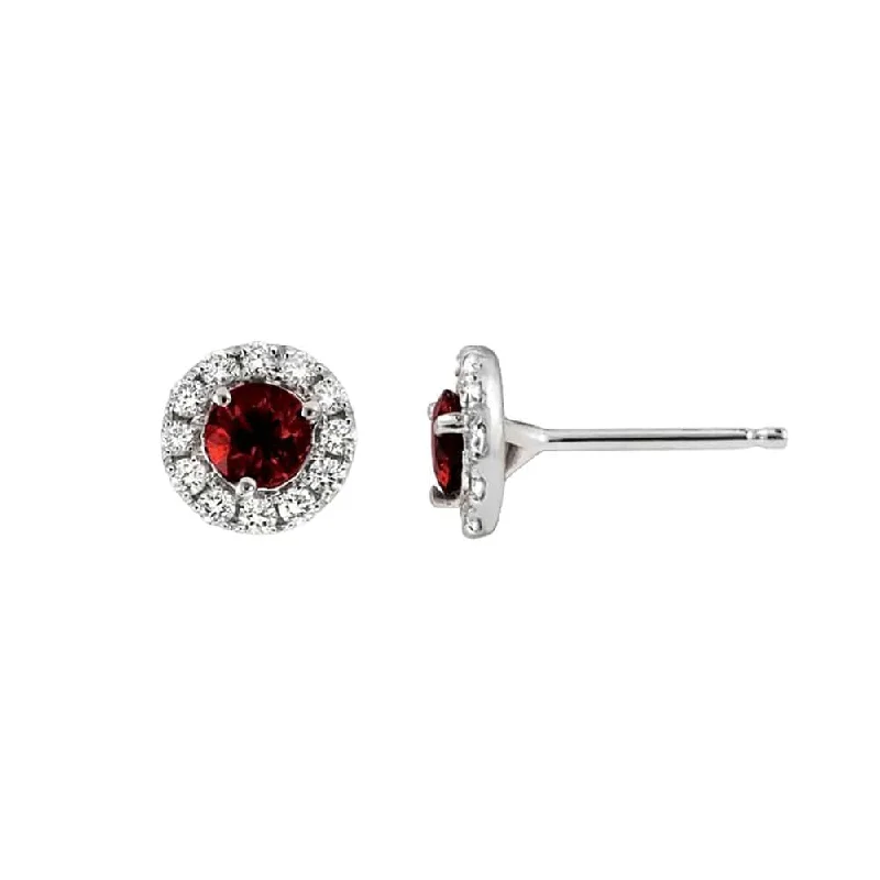 Garnet and Diamond Halo Earrings