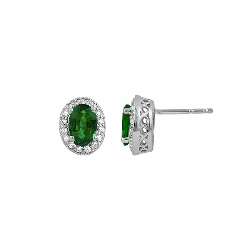 Emerald & Diamond Halo Earrings