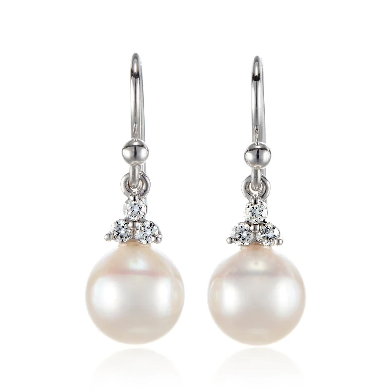 Madison Drop Earrings in White Akoya Pearls