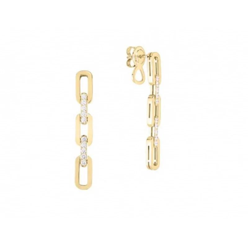 18k Yellow Gold 0.43cttw Diamond Navarra 3 Link Drop Earrings