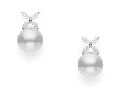 18kt Pearl Stud and Diamond Earrings