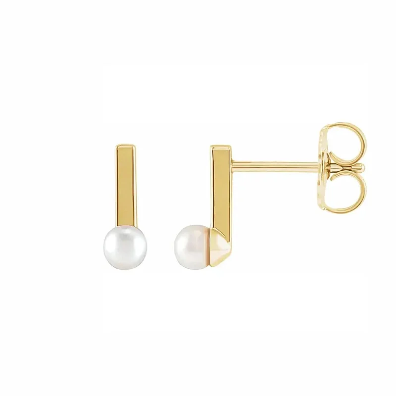 Cultured Seed Pearl Bar Earrings